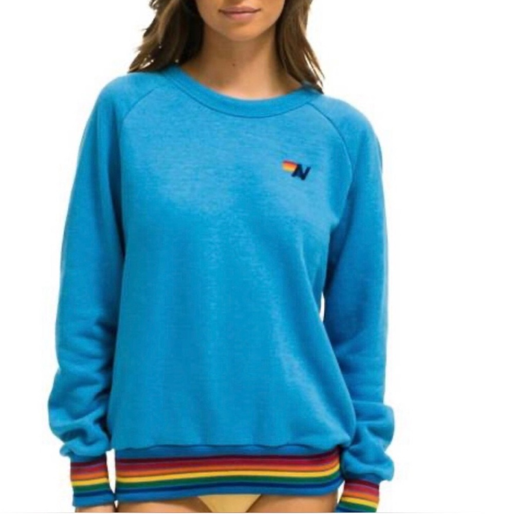 Aviator Nation Rainbow Rib Crew Neck sweatshirt